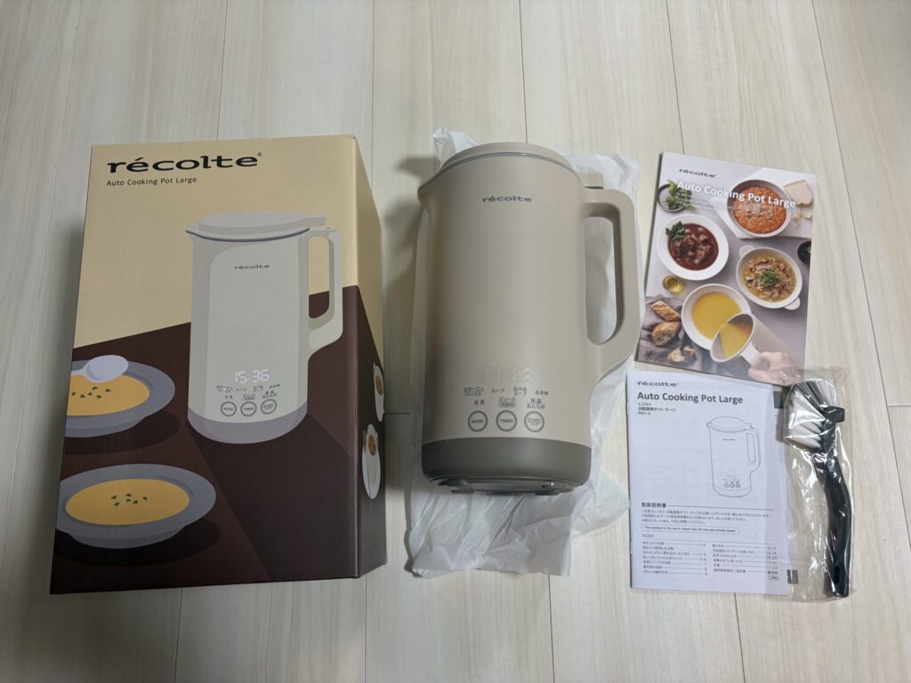 レコルト自動調理ポットラージ本体と付属品の内容一覧