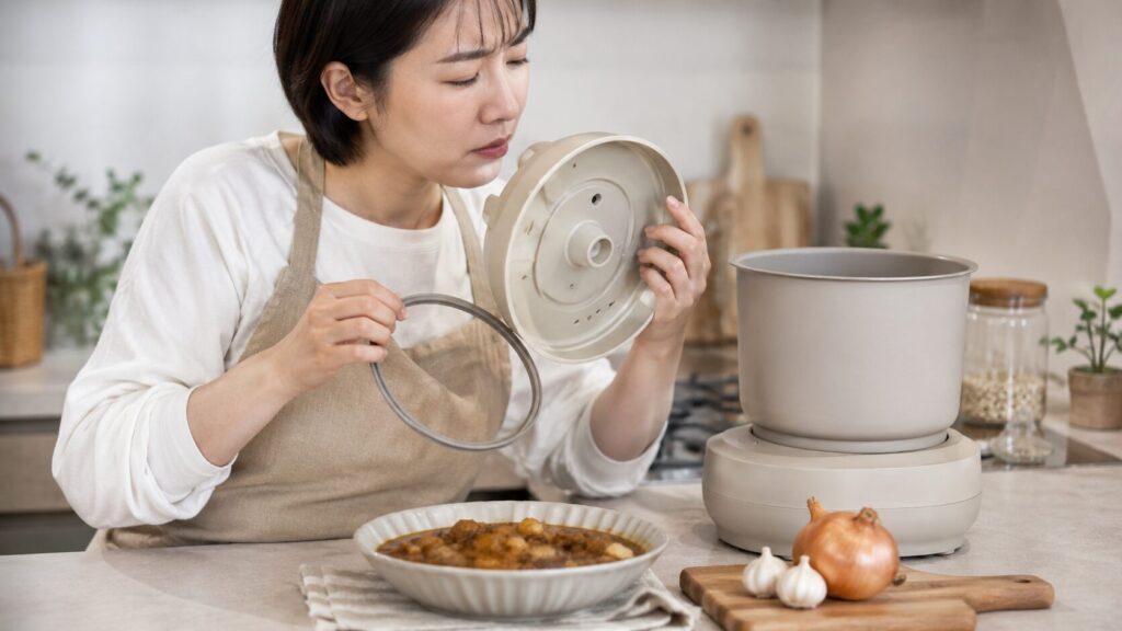 ふたににおいが残りやすい